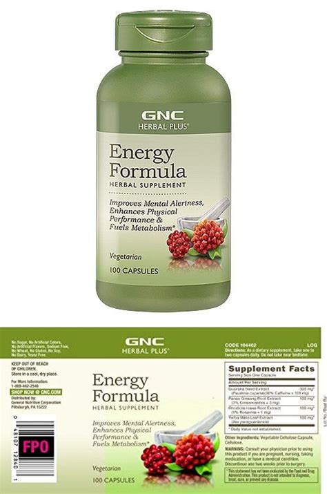 GNC Herbal Plus Energy Formula 100 Capsules | Herbalism, Gnc, Herbal supplements