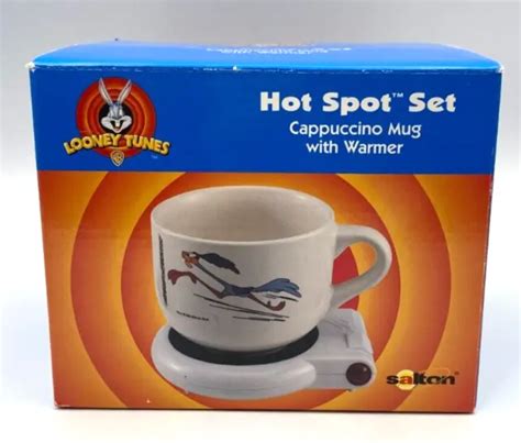 VINTAGE LOONEY TUNES Roadrunner Hot Spot Set Cappuccino Mug with Warmer 1998 NIB $30.00 - PicClick