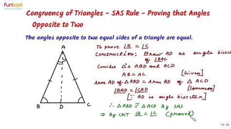 Basics of Congruence - SAS Rule - Proving base angles of an isosceles triangle are equal - YouTube