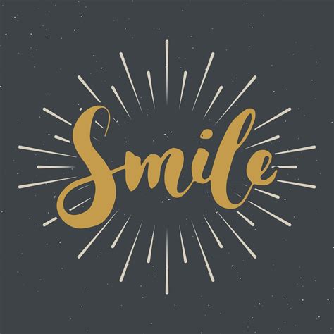 Smile lettering handwritten sign, Hand drawn grunge calligraphic text ...