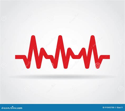 Red Heartbeat Icon with Shadow on a Gray Background Stock Vector - Illustration of checkup ...