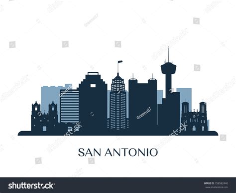 San Antonio Skyline Monochrome Silhouette Vector Stock Vector (Royalty Free) 758582440 ...