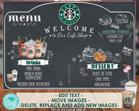 Starbucks Menu Coffee Board Café Shop Menu Board Poster - Etsy