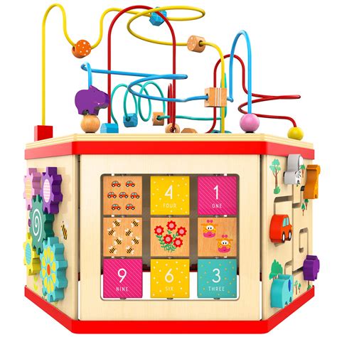 Buy TOP BRIGHT Wooden Activity Cube for Toddlers, Activity Center for 1 Year Old Baby Play Cube ...