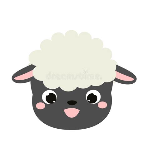 Cute Sheep Face. Cartoon Kawaii Lamb Animal Icon Stock Vector - Illustration of lamb, clip ...