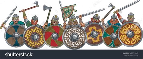 Medieval Viking Warrior Shield Wall Stock Vector (Royalty Free ...