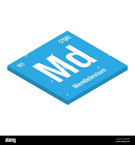 Mendelevium, Md, periodic table element with name, symbol, atomic ...