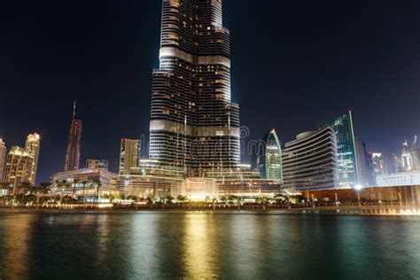 Night View of Burj Khalifa - the World S Tallest Tower at Downto Stock Photo - Image of building ...