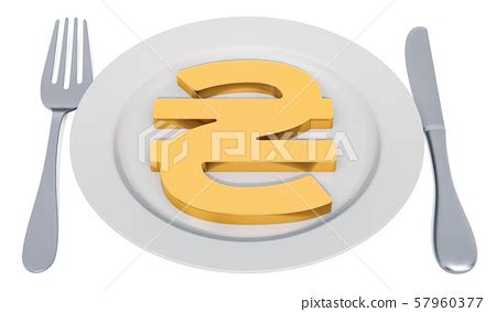 Plate with hryvnia symbol, 3D rendering - Stock Illustration [57960377] - PIXTA