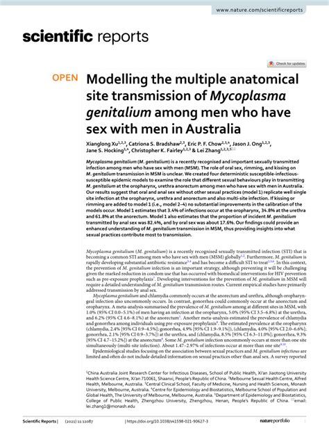 (PDF) Modelling the multiple anatomical site transmission of Mycoplasma genitalium among men who ...