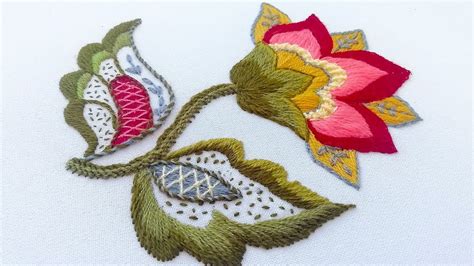 Embroidery: Crewel Work | How to Embroider a Jacobean Flower - YouTube