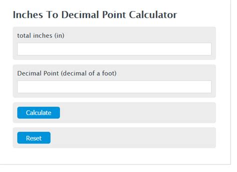 Inches To Decimal Point Calculator - Calculator Academy