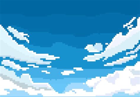 Premium Vector | Cloud in the sky with pixel art style