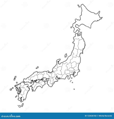 Prefectures of Japan on Administration Map Stock Illustration ...