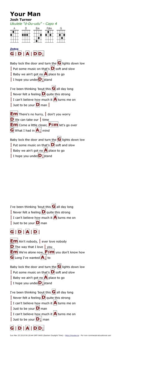 Your Man (Josh Turner) - http://myuke.ca | Guitar chords and lyrics, Ukulele chords songs ...