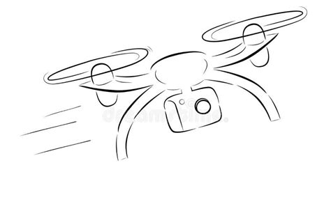 Simple Sketch : Fly and Fast Moving Drone, at White Background Stock ...