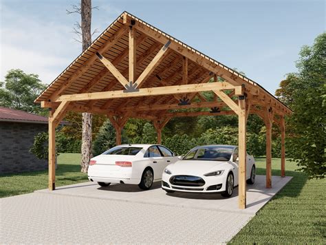 20'x24' Wooden Carport Plans Gable Roof Pavilion - Etsy