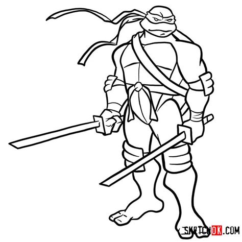 How to draw Leonardo with Ninjatos | TMNT - Sketchok easy drawing ...