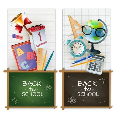 School Classroom Accessories 2 Vertical Banners 476758 Vector Art at ...