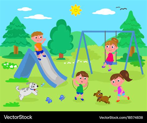 Kids playing at the park Royalty Free Vector Image