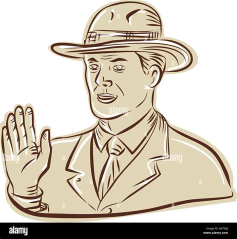 Businessman Fedora Hat Vintage Etching Stock Vector Image & Art - Alamy