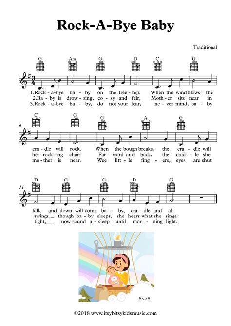 Rock-A-Bye Baby Sheet Music With Chords And Lyrics Lullaby Lyrics, Baby Lyrics, Great Song ...