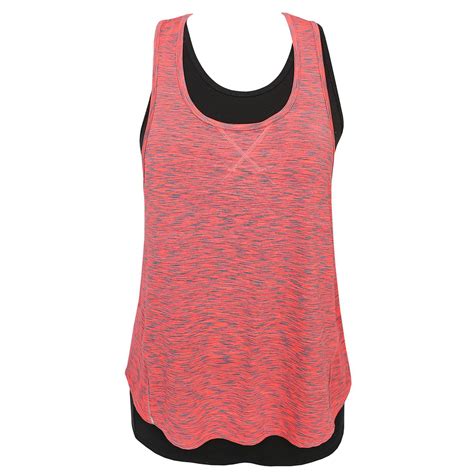 Tangerine - Tangerine Double Layer Tank In Coral/Smokey/Grey, M - Walmart.com - Walmart.com