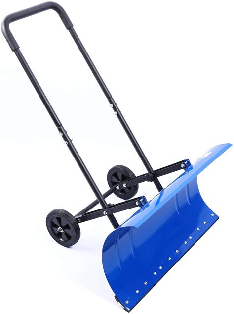 Snow Shovel with Wheels for Driveway, Heavy Duty Metal Shovels with ...