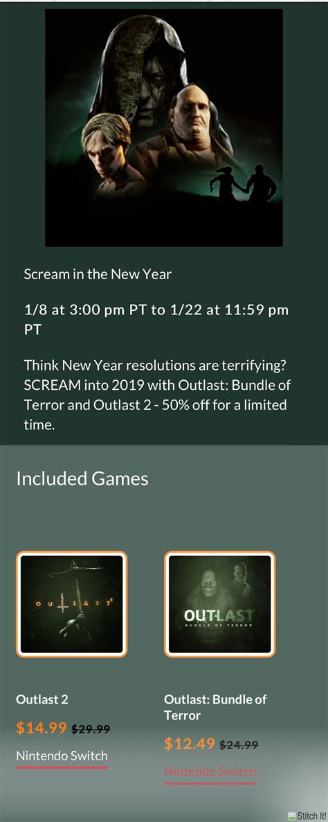 if you’ve wanted to try Outlast on Nintendo switch, they’re having a 50 ...