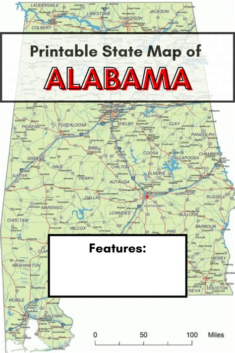 Alabama State Map Printable in 2024 | Alabama, Map, Printable maps