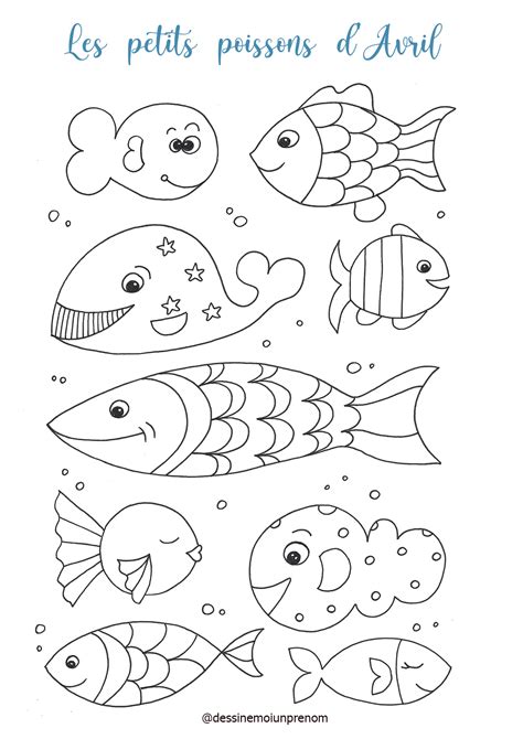 Coloriage Poissons d'avril