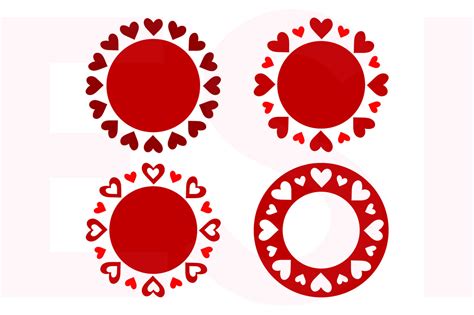 Heart Circle Monogram Frames - Valentines - Weddings - SVG, DXF, EPS - Cutting Files By ESI ...