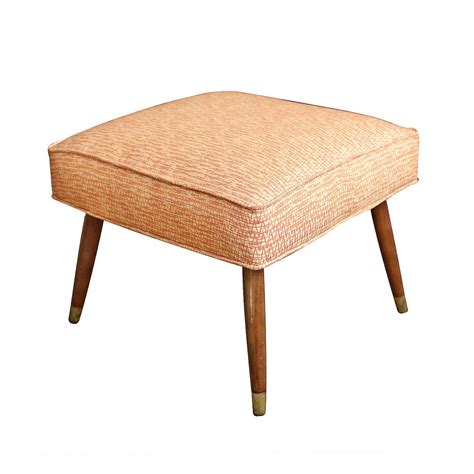 Mid-Century Modern Upholstered Footstool | Upholstered footstool, Modern footstool, Small footstool