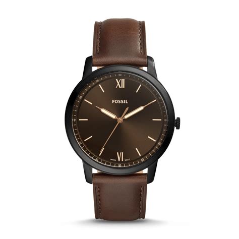 Fossil Minimalist Brown Leather Strap Watch 44mm in Brown for Men - Save 21% - Lyst