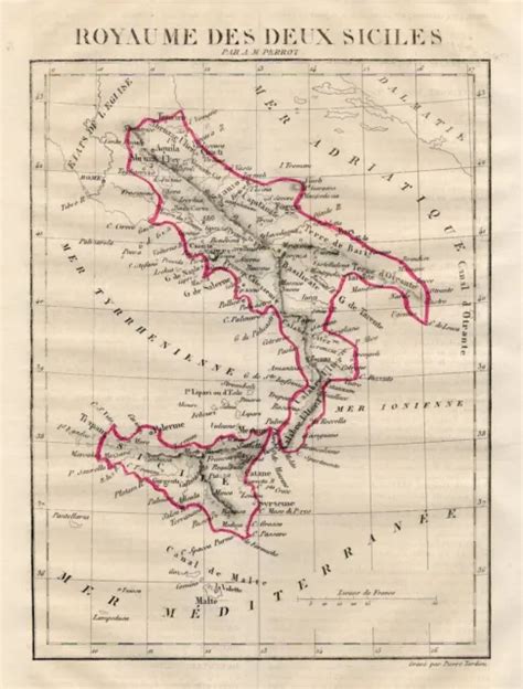 KINGDOM OF THE Two Sicilies map. Original, Border Colored Historical ...