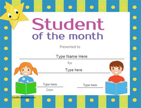 Free Printable Student Of The Month Certificate Templates (1) - TEMPLATES EXAMPLE | TEMPLATES E ...