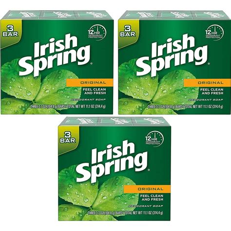 Irish Spring Bar Soap - Original - Three 3.7 OZ Bars Per Package - Pack of 3 Packages - Walmart ...