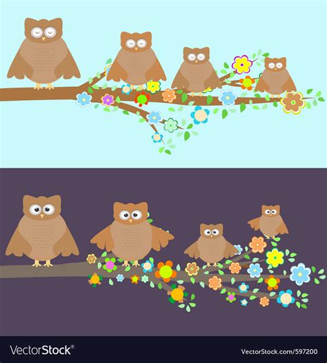 Family of owls Royalty Free Vector Image - VectorStock