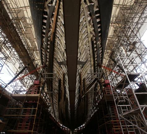 Cutty Sark pictured floating in mid-air during repair work after being ...