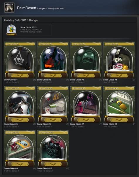 Steam User Crafts Level 1,000 Snow Globe Badge, Level 100 Foil Badge ...