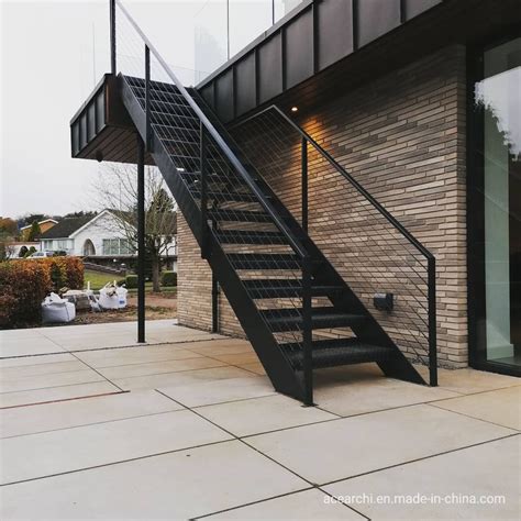 Ace Outdoor Galvanized Steel Black Straight Stair Commercial Staircase - China Stair and ...