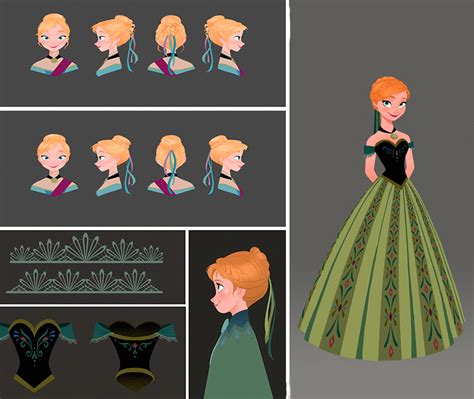 Disney Animators | Frozen-Anna concept art: Coronation dress, hairstyle ...