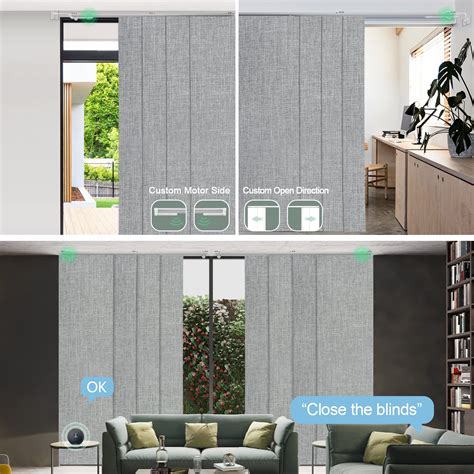 Yoolax Costom smart panel track blinds,motorized sliding panel blinds works with Alexa,fabric ...