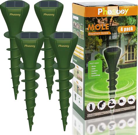 Amazon.com: Phosooy 4 Packs Mole Repellents, Solar Powered Motor ...