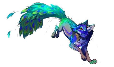 #wolfindian #peacock #hybrid #greyGrey Wolf/Indian Peacock Hybrid | Cute fantasy creatures ...