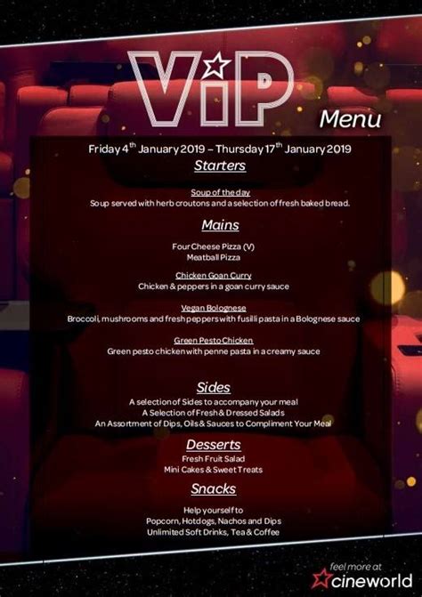 ViP MENU Join us in... - Cineworld Glasgow Renfrew Street