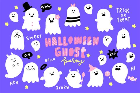 Cute Halloween Ghosts Illustrations | Decorative Illustrations ~ Creative Market