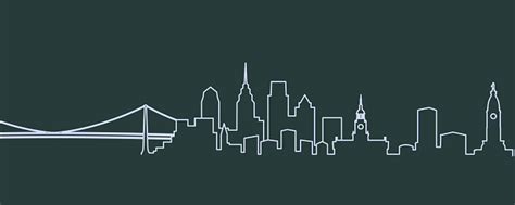 Philadelphia Single Line Skyline Stock Illustration - Download Image Now - iStock