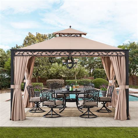 Sunjoy Madison 10 ft. x 12 ft. Steel Gazebo with Mosquito Netting and ...