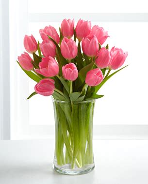 Pink Tulips Bouquet wih Vase at 1-800-FLORALS Florist